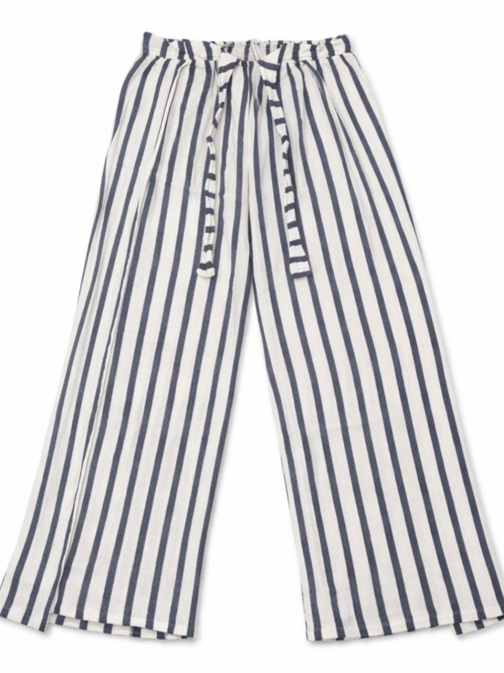 Rebecca Virtue Blue White Striped Wide Leg Pants Size L Boho Beach